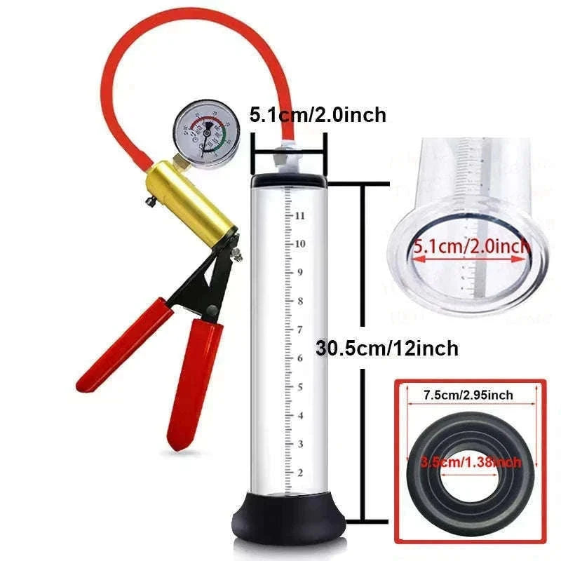 Manual Acrylic Penis Pump with Vacuum Control and Gauge-A5(4.4-30.5cm) kit