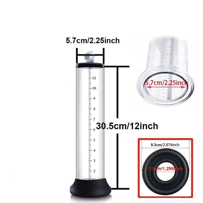 Manual Acrylic Penis Pump with Vacuum Control and Gauge-A5(4.4-30.5cm) kit
