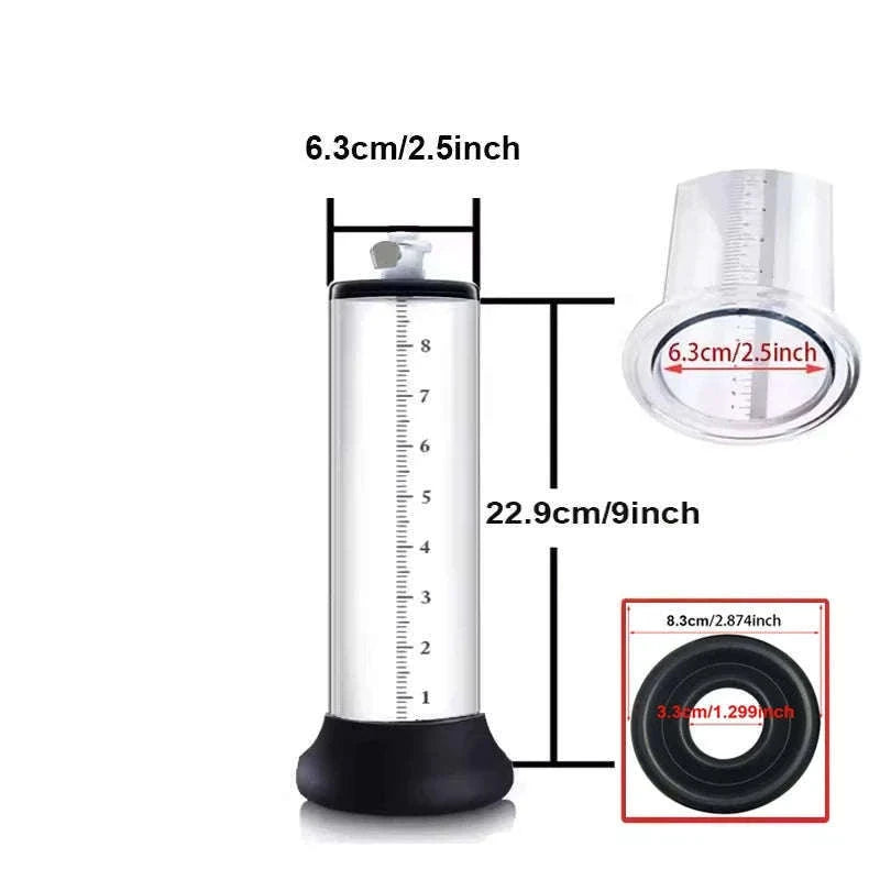 Manual Acrylic Penis Pump with Vacuum Control and Gauge-A5(4.4-30.5cm) kit
