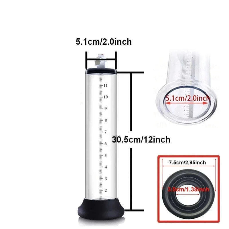 Manual Acrylic Penis Pump with Vacuum Control and Gauge-A5(4.4-30.5cm) kit