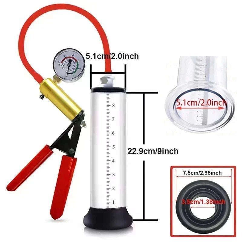 Manual Acrylic Penis Pump with Vacuum Control and Gauge-A5(4.4-30.5cm) kit