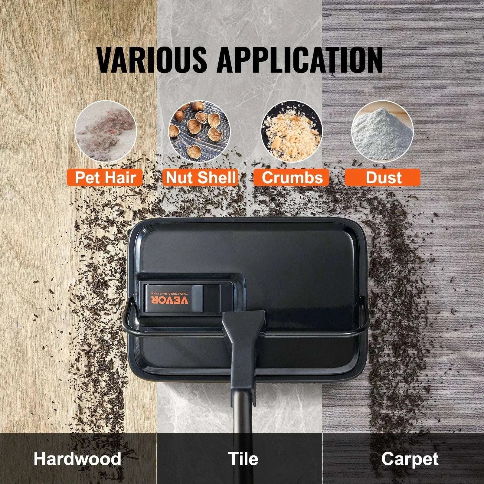 Manual Carpet Sweeper with Rotating Brush for Rugs & Hard Floors-Black / CZECH REPUBLIC