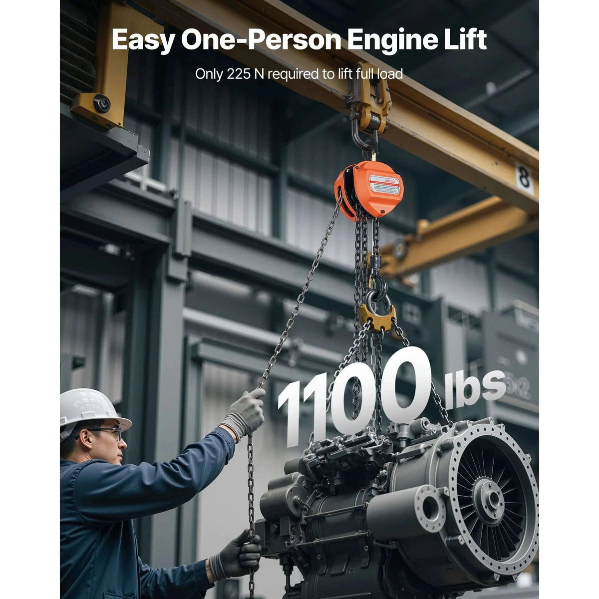 Manual Chain Hoist 1100–6600 lbs with G80 Chain, 10ft/20ft Lift-2T 20FT / United States