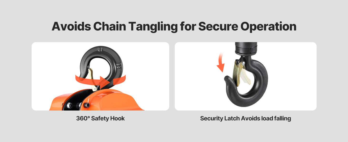 Manual Chain Hoist 1100–6600 lbs with G80 Chain, 10ft/20ft Lift-2T 20FT / United States