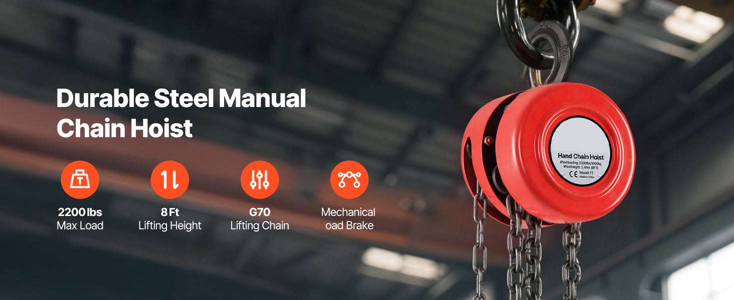 Manual Chain Hoist 1T/2T with 8–20 ft Lift for Garage & Warehouse-1T 8FT / Poland