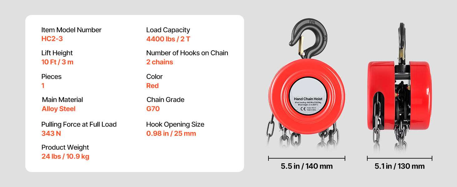 Manual Chain Hoist 1T/2T with 8–20 ft Lift for Garage & Warehouse-1T 8FT / Poland