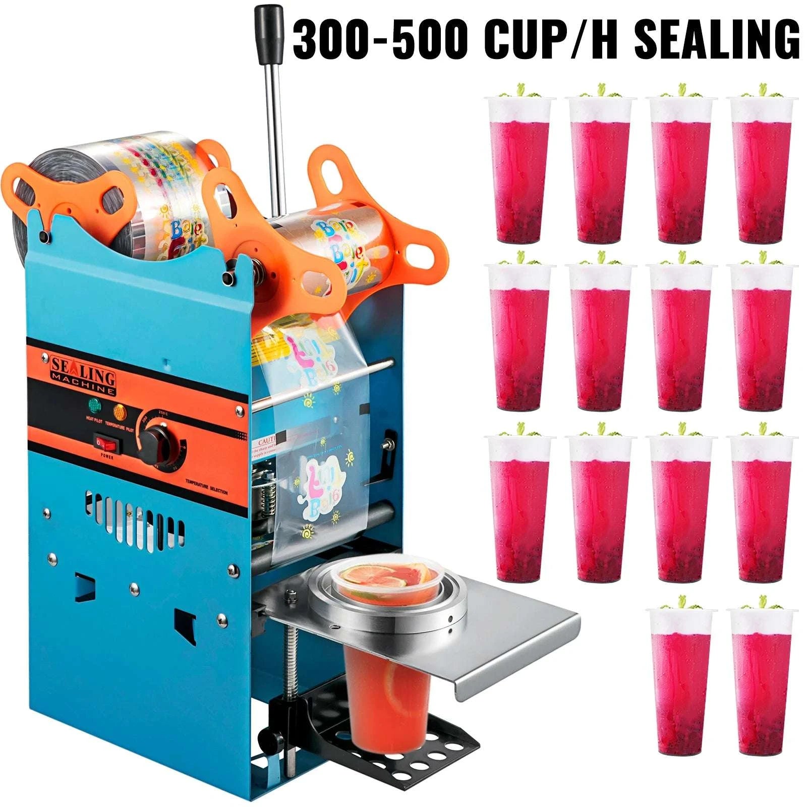 Manual Cup Sealer Machine 300–500 Cups/Hour for 90/95mm Cups-Blue / United States