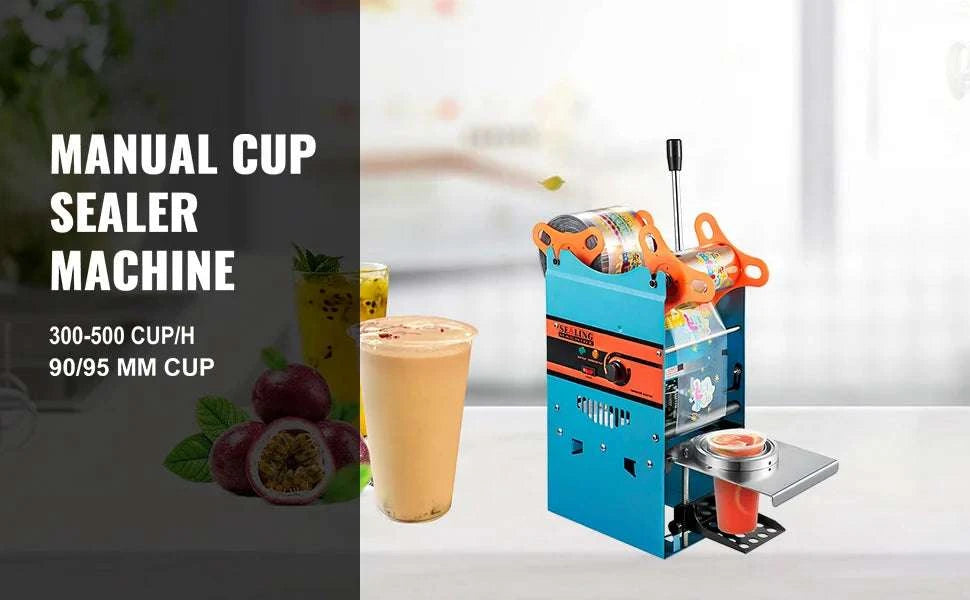 Manual Cup Sealer Machine 300–500 Cups/Hour for 90/95mm Cups-Blue / United States