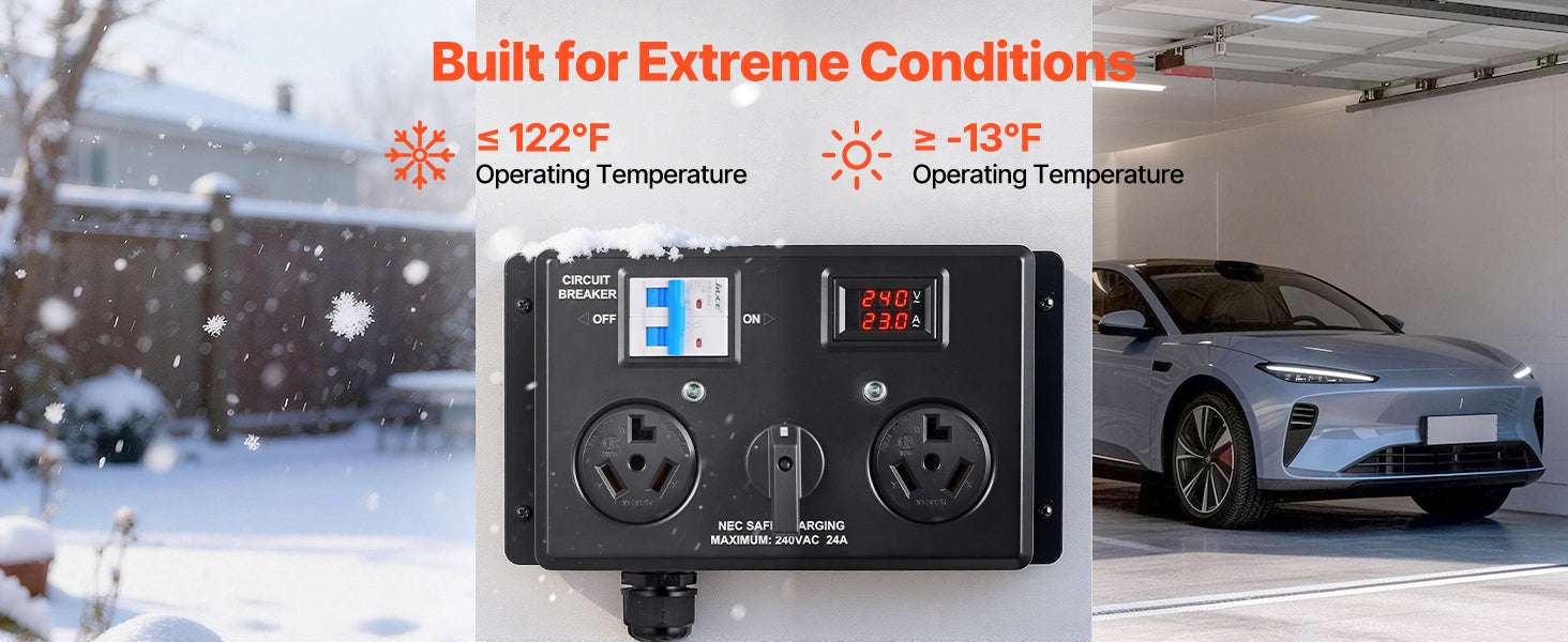 Manual EV Charging Switch Splitter 240V 24A for Dryer & EV-NEMA 14-30 and 14-50 / United States