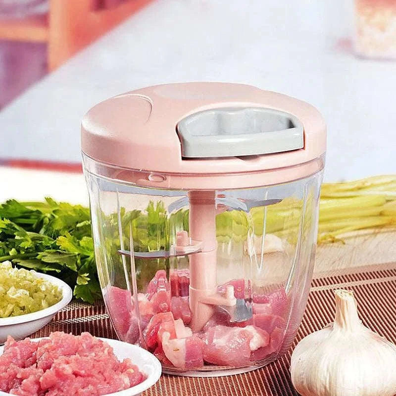Manual Garlic Chopper & Meat Mincer 500/900ml Kitchen Cutter-United States / 900ml-Blue