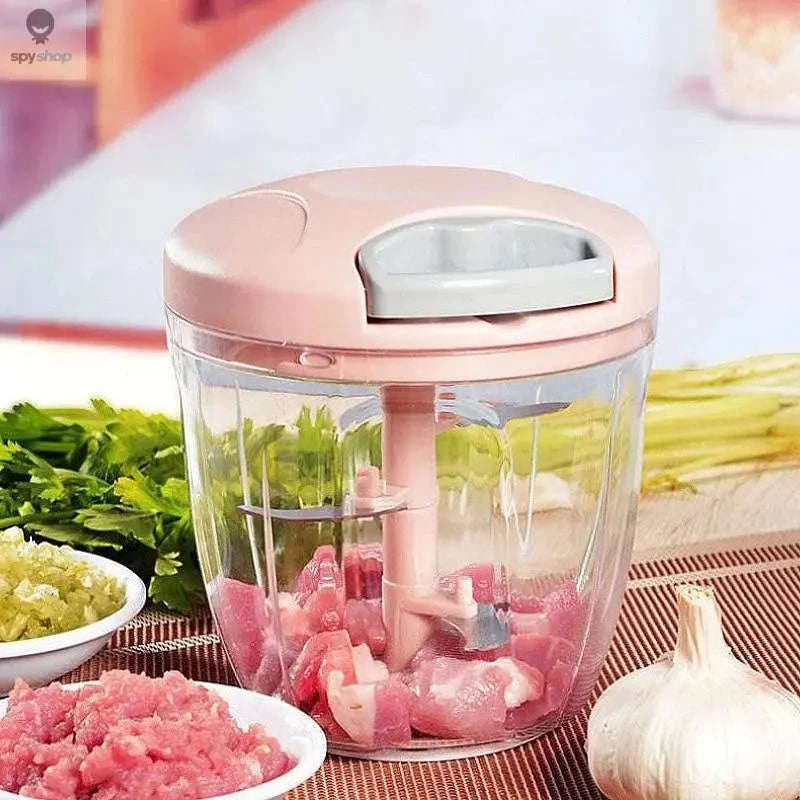 Manual Garlic Press and Meat Mincer – Versatile Prep Tool for Easy Crushing and Chopping-500ml-Pink
