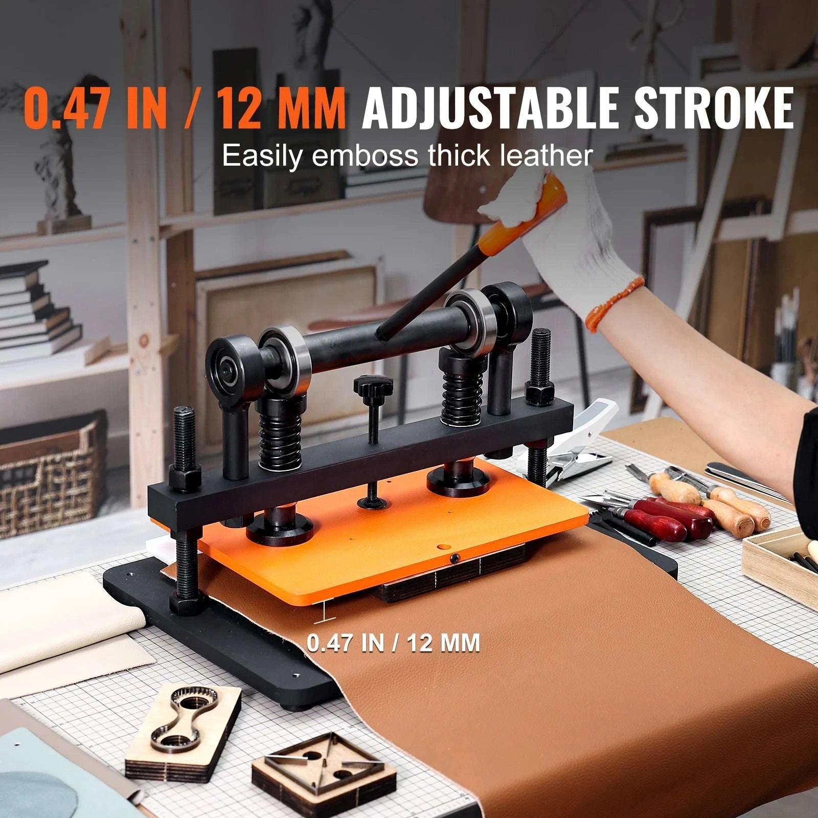 Manual Leather Cutting & Embossing Machine with 1.5T Pressure-36 x 26 cm / United States