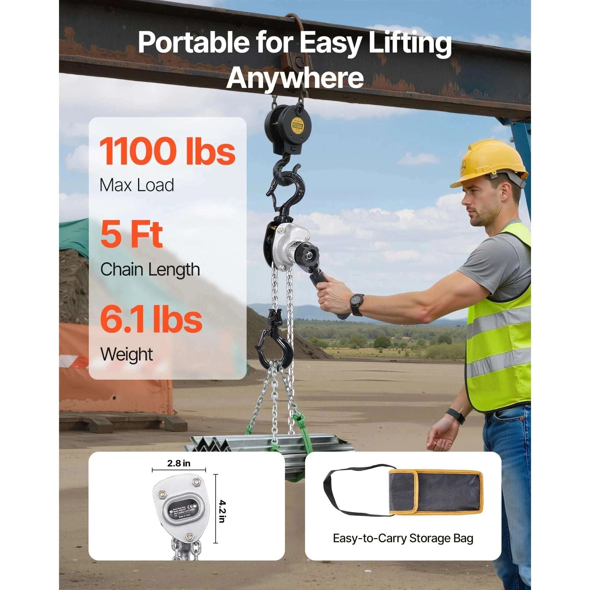 Manual Lever Chain Hoist 0.25–0.5 Ton with Dual Pawl Brake-0.25T 10ft / United States