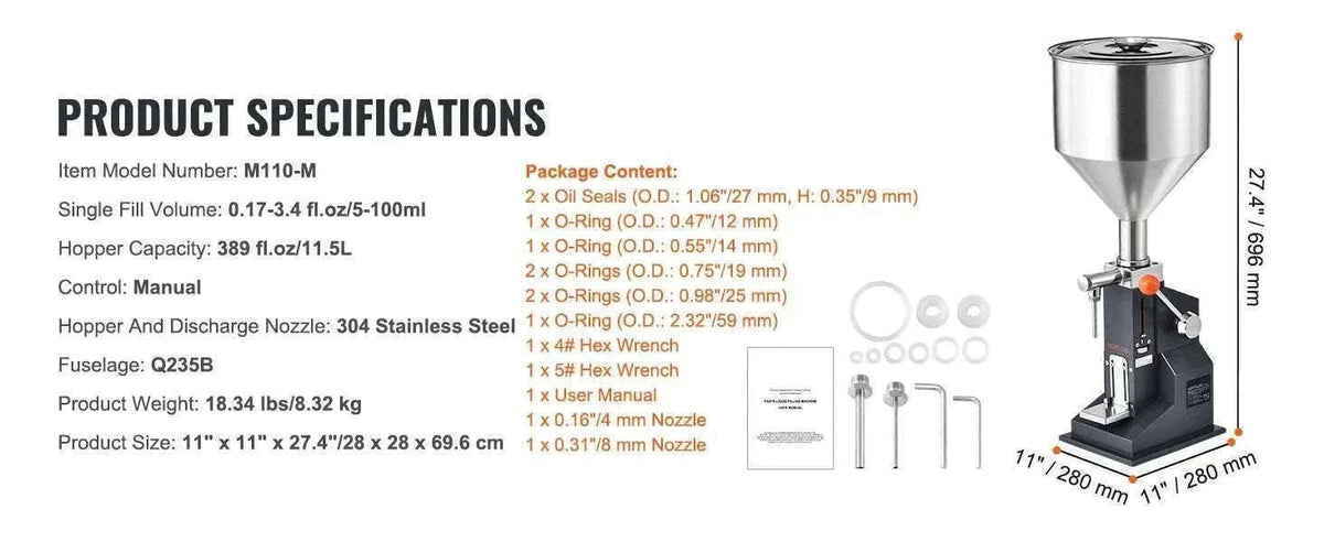 Manual Liquid Filling Machine 5-100ml Adjustable Bottle Filler-5-100 ml / spain