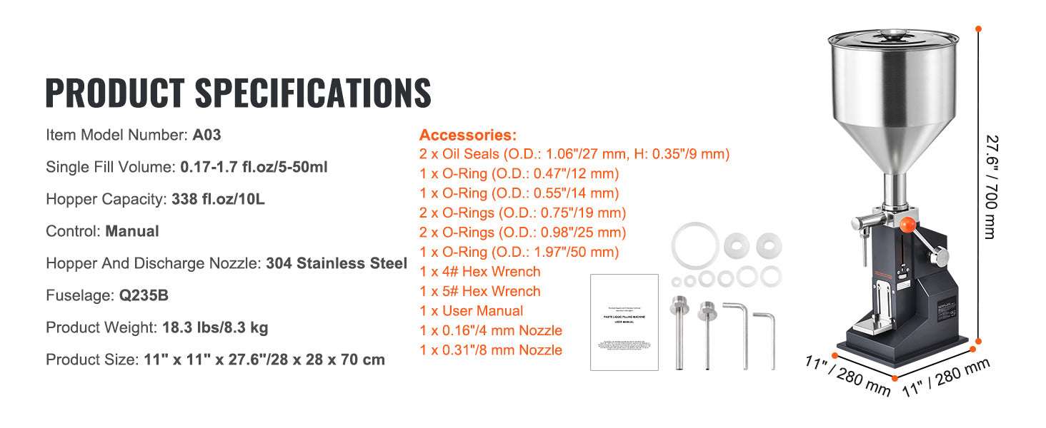 Manual Liquid Filling Machine 5–100ml Stainless Steel Bottle Filler-5-50ml / Australia