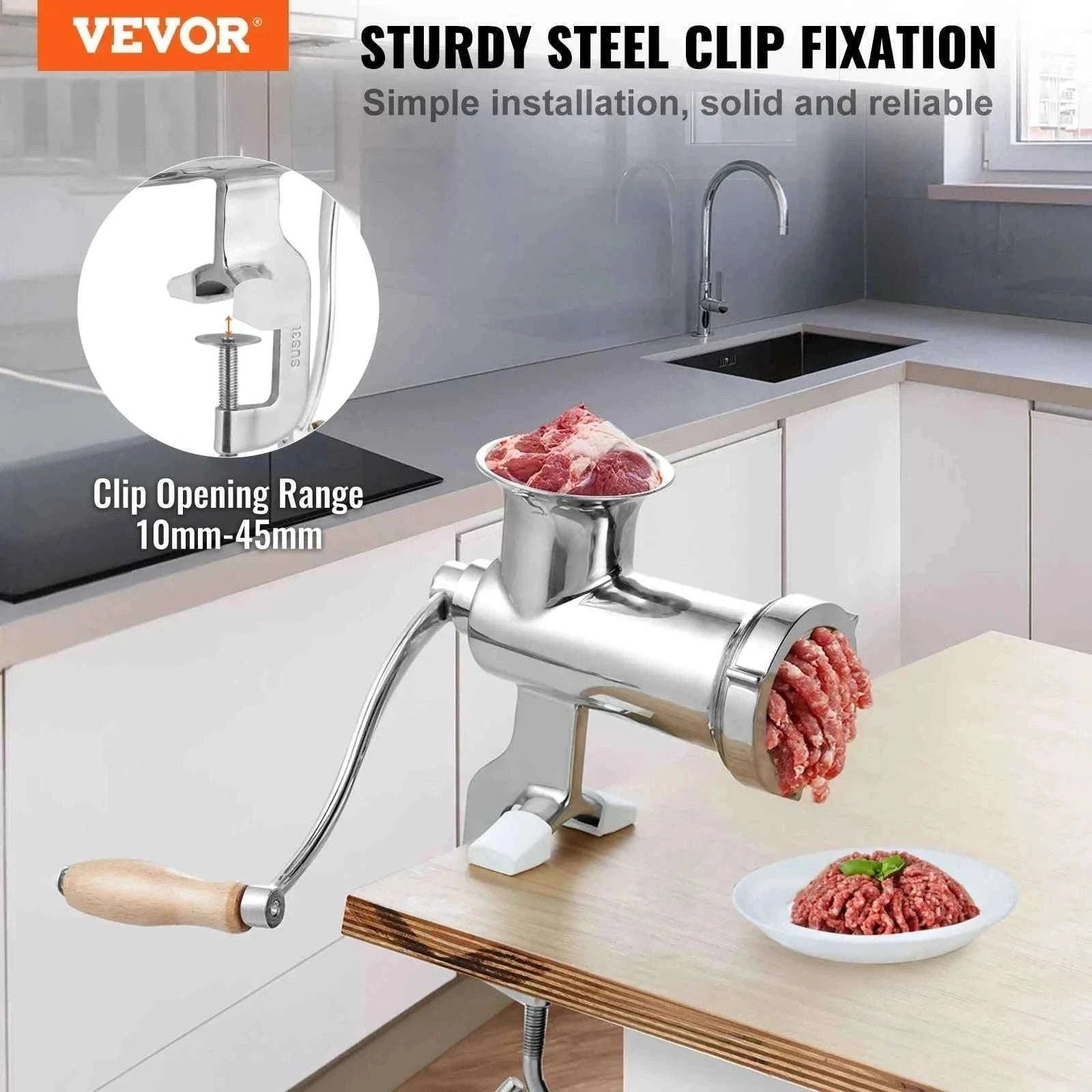 Manual Meat Grinder Stainless Steel Hand Grinder with Table Clamp and Sausage Maker-CZECH REPUBLIC