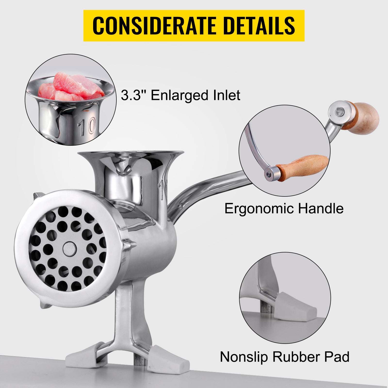 Manual Meat Grinder Stainless Steel with Clamp & Sausage Maker-CZECH REPUBLIC