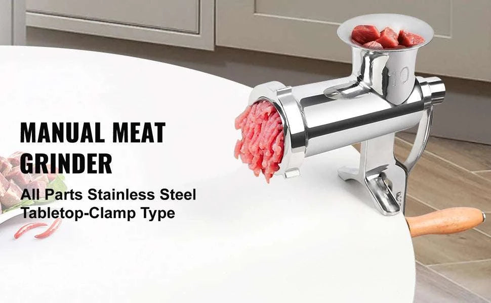 Manual Meat Grinder Stainless Steel with Clamp & Sausage Maker-CZECH REPUBLIC