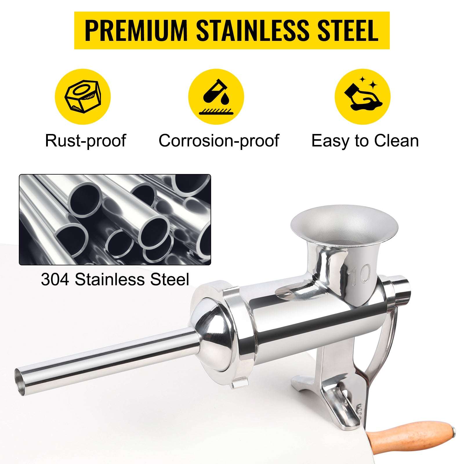 Manual Meat Grinder Stainless Steel with Clamp & Sausage Maker-CZECH REPUBLIC