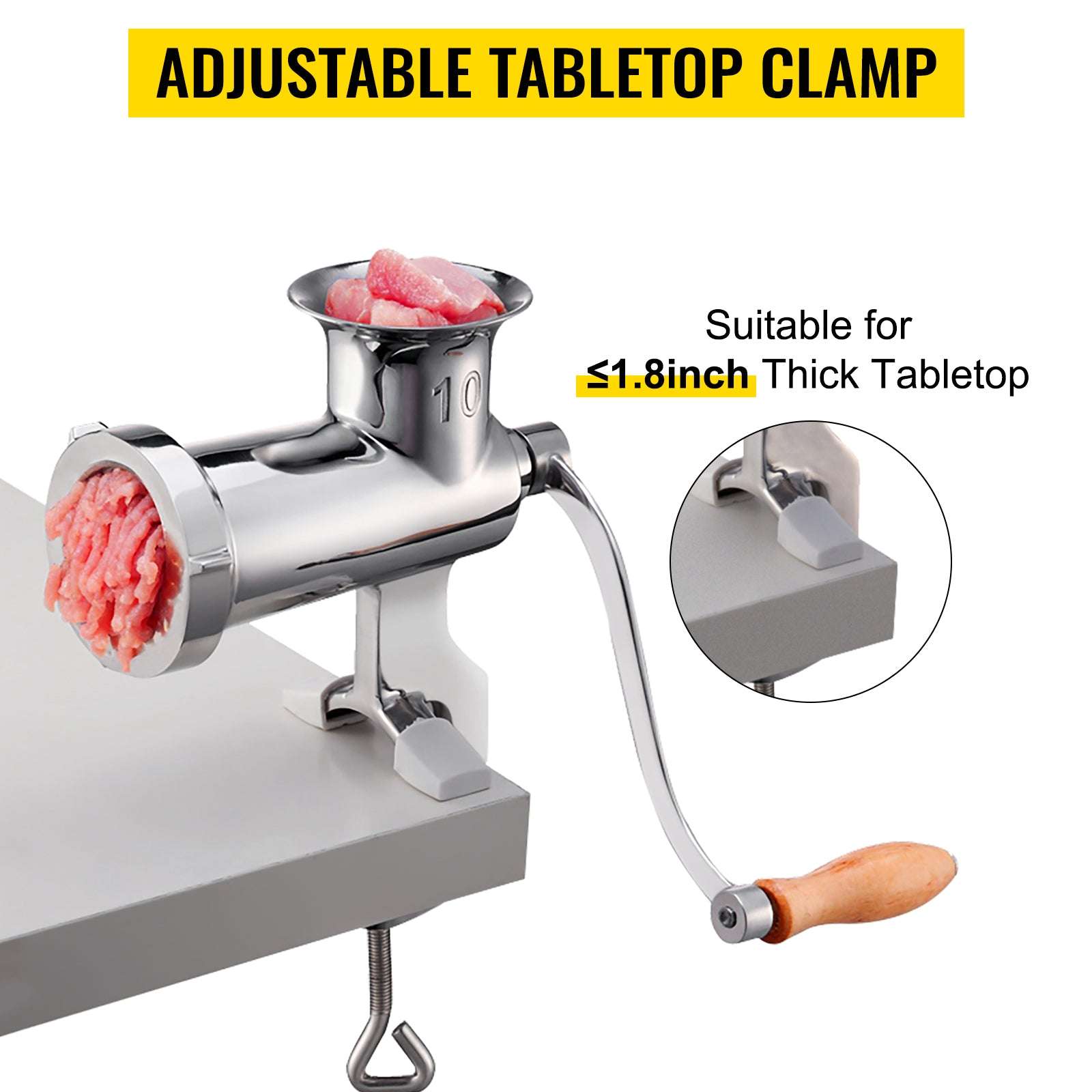 Manual Meat Grinder Stainless Steel with Clamp & Sausage Maker-CZECH REPUBLIC