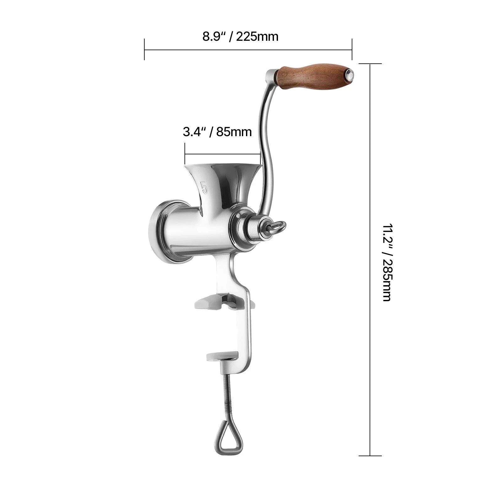 Manual Meat Grinder with Steel Table Clamp, 2 Cutting Plates & Sausage Tubes-5 Caliber / United States