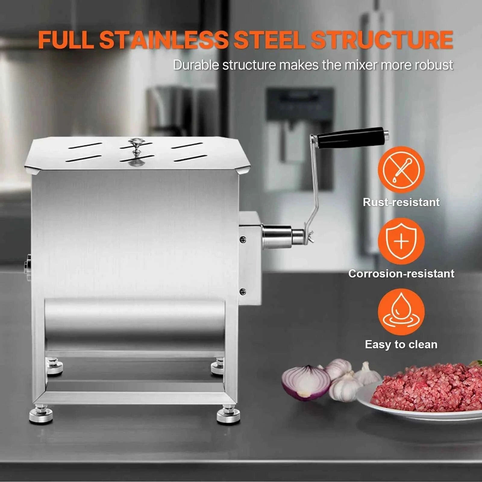 Manual Meat Mixer with Lid, Handle and Gear Reducer-10L / Germany