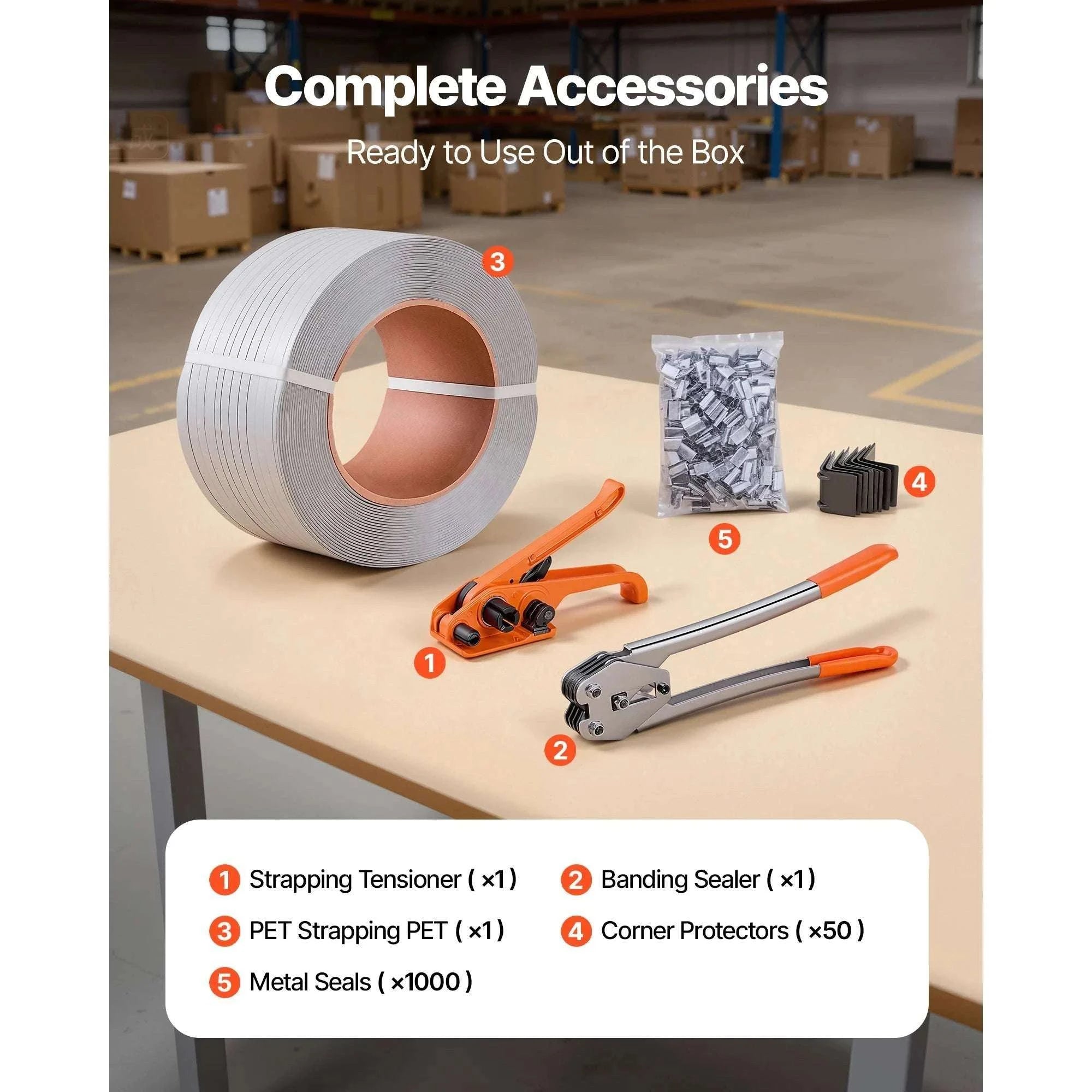Manual Pallet Strapping Kit with 3200ft PP Band & 1000 Seals-3200ft Band / United States