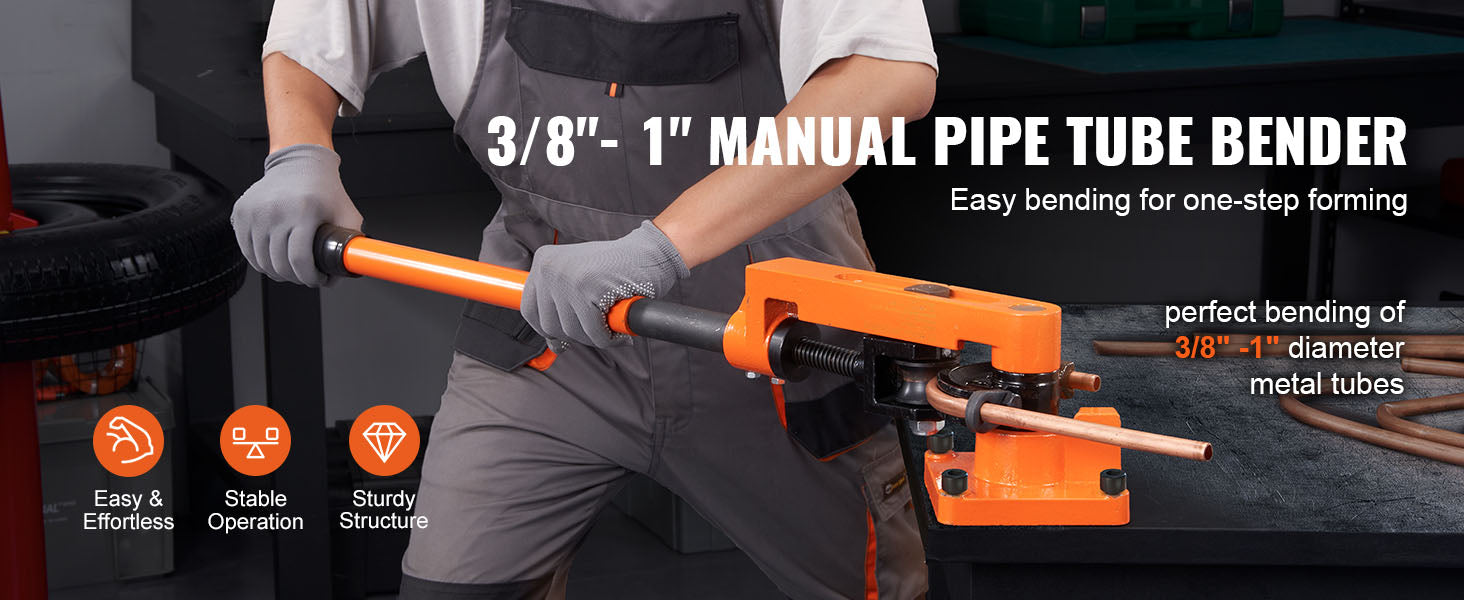 Manual Pipe Bender Tool with 7 Dies for 3/8"–1" Metal Tubing