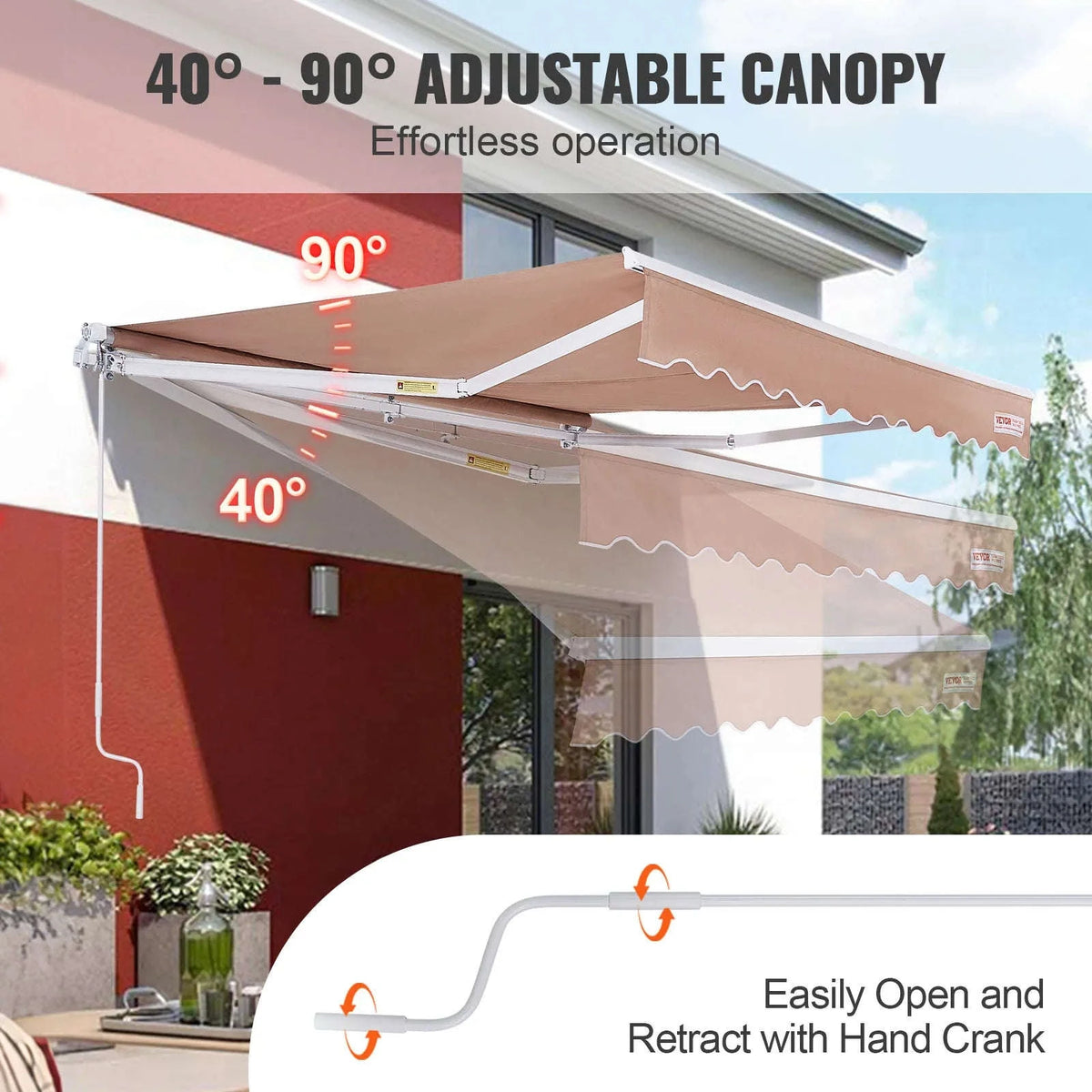 Manual Retractable Patio Awning 10x8 ft Sun Shade-13x8ft / CZECH REPUBLIC