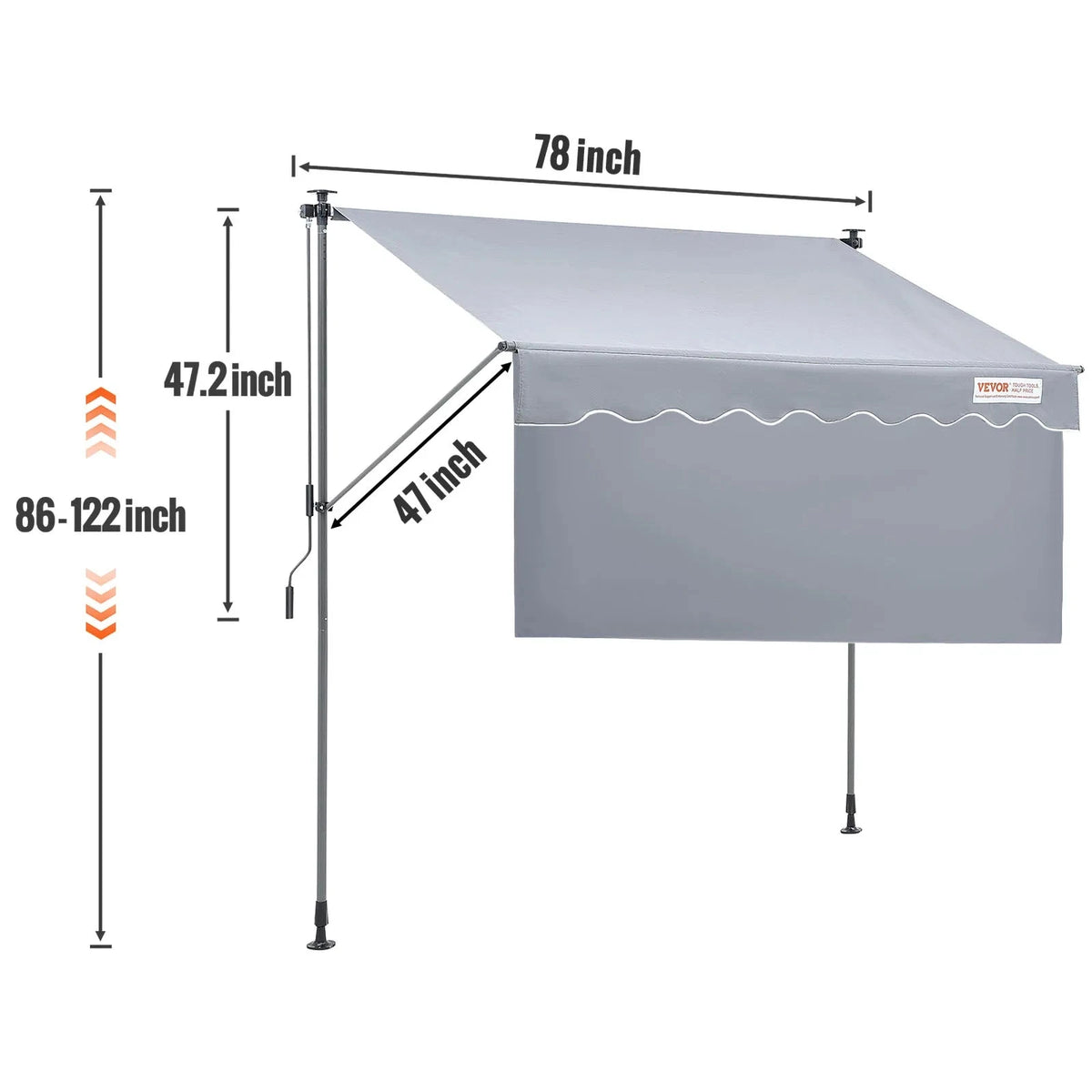 Manual Retractable Patio Awning 10x8 ft Sun Shade-13x8ft / CZECH REPUBLIC