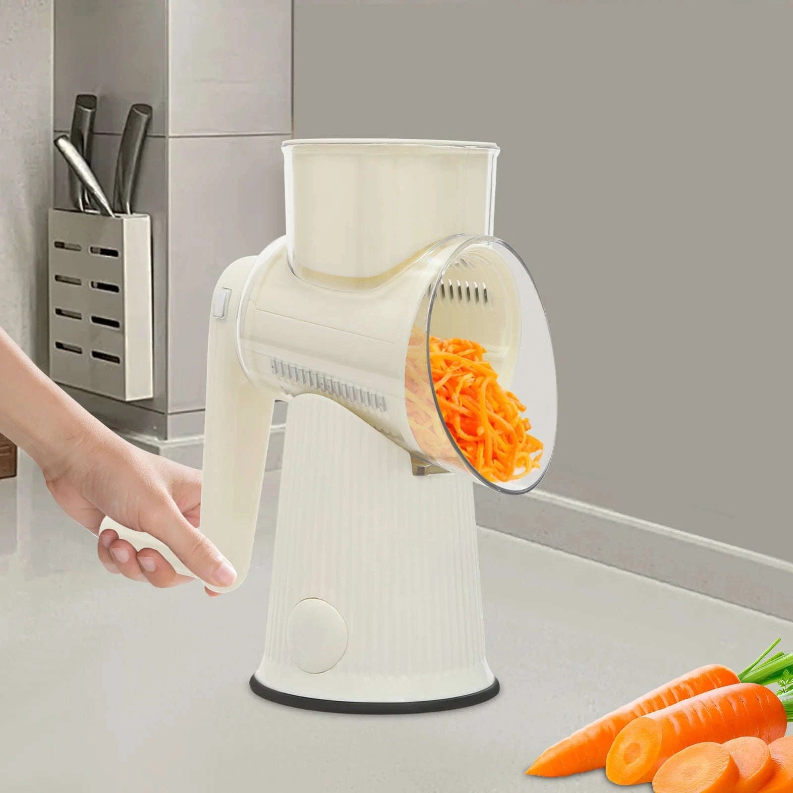 Manual Rotary Cheese and Vegetable Slicer with 5 Blades-United States