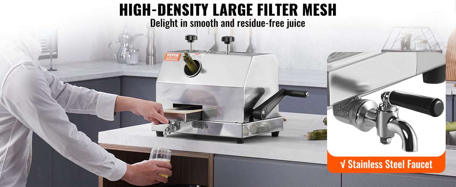 Manual Sugar Cane Juicer 110LBS/H High Output with 3 Rollers-16.5in / spain
