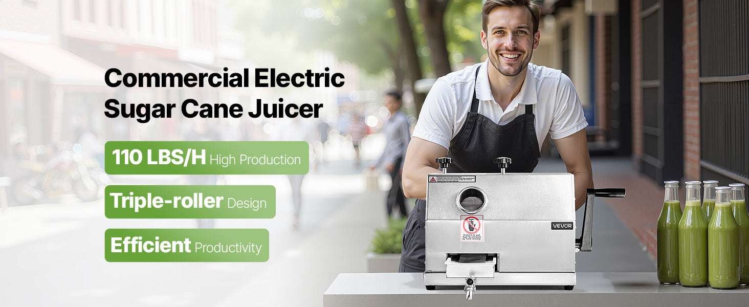 Manual Sugar Cane Juicer 110LBS/H High Output with 3 Rollers-16.5in / spain