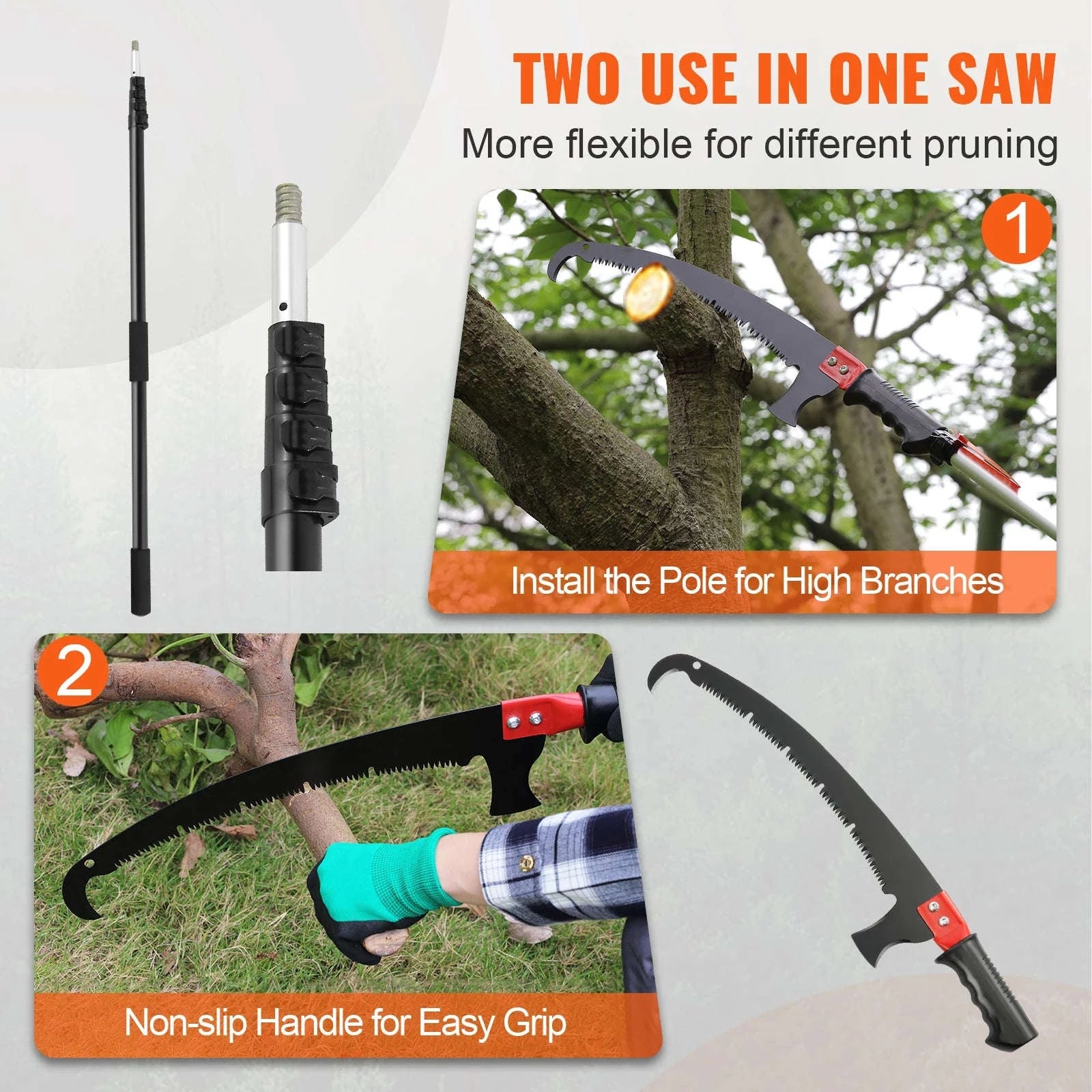 Manual Telescopic Pole Saw Tree Pruner-6m Double Hooks / Germany