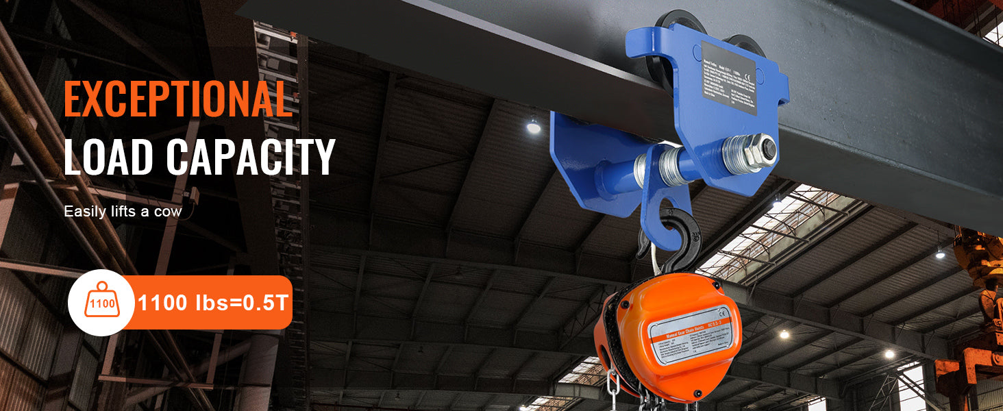 Adjustable Manual Beam Trolley 0.5–2 Ton Dual Wheel Hoist