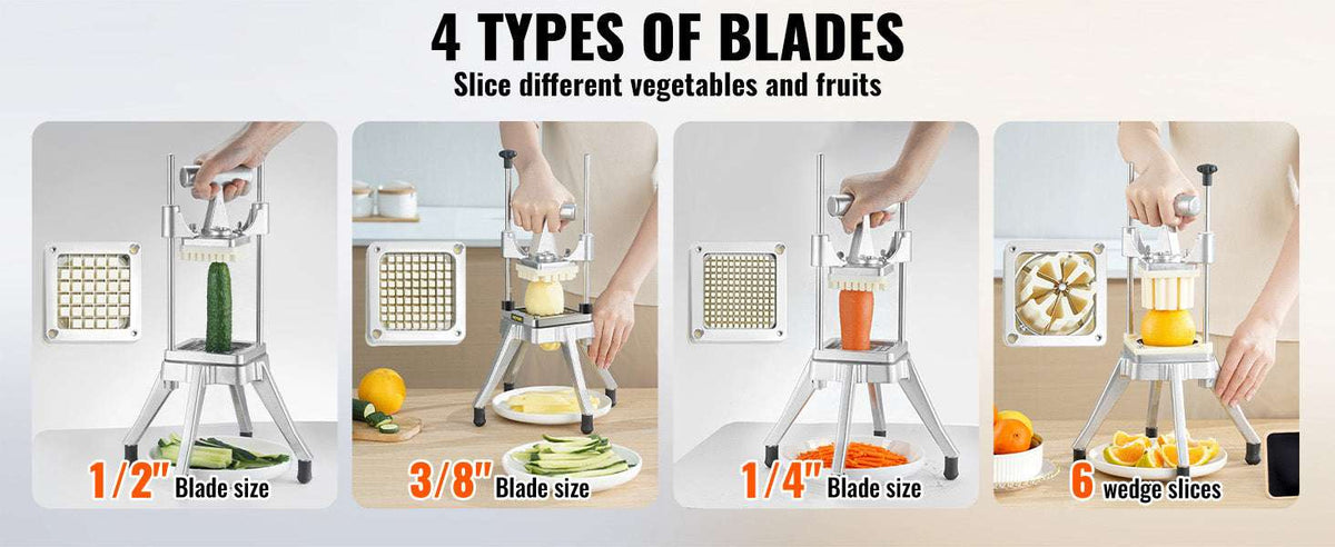 Manual Vegetable Chopper with 4 Blades and Stable Base-United States