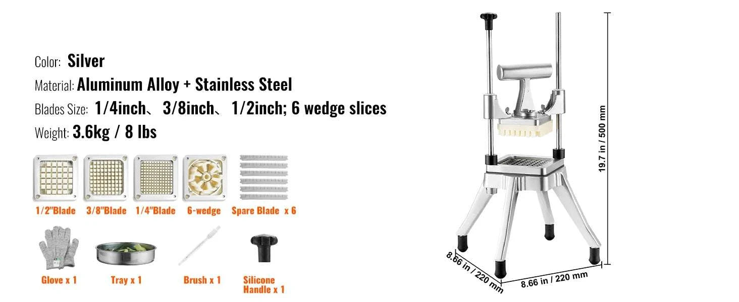 Manual Vegetable Chopper with 4 Blades and Stable Base-United States