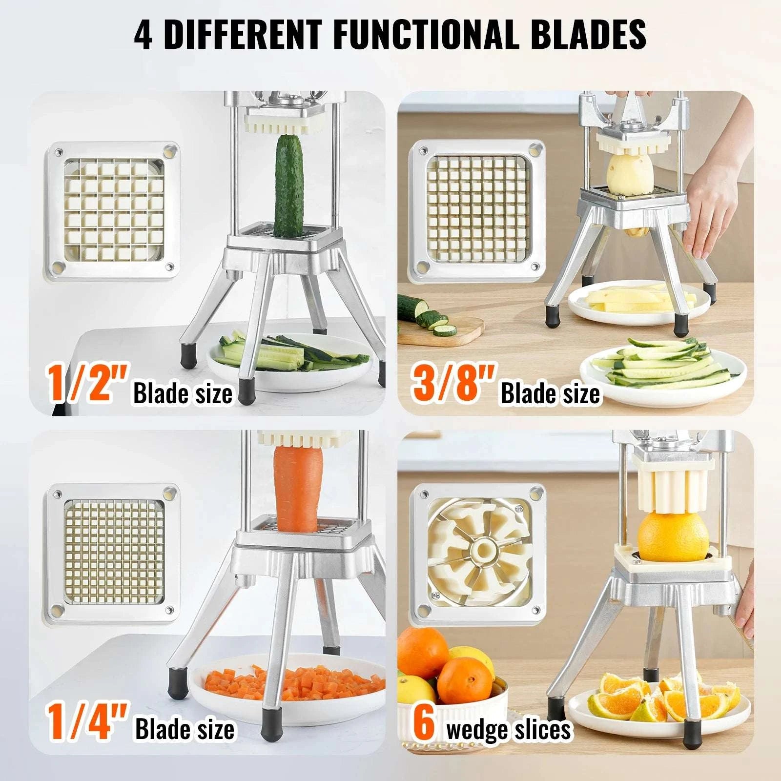 Manual Vegetable Chopper with 4 Blades and Stable Base-United States