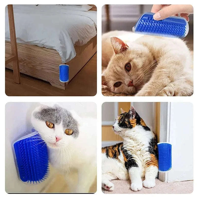 Massage Cat Corner Brush for Self-Grooming and Shedding Control-GRAY