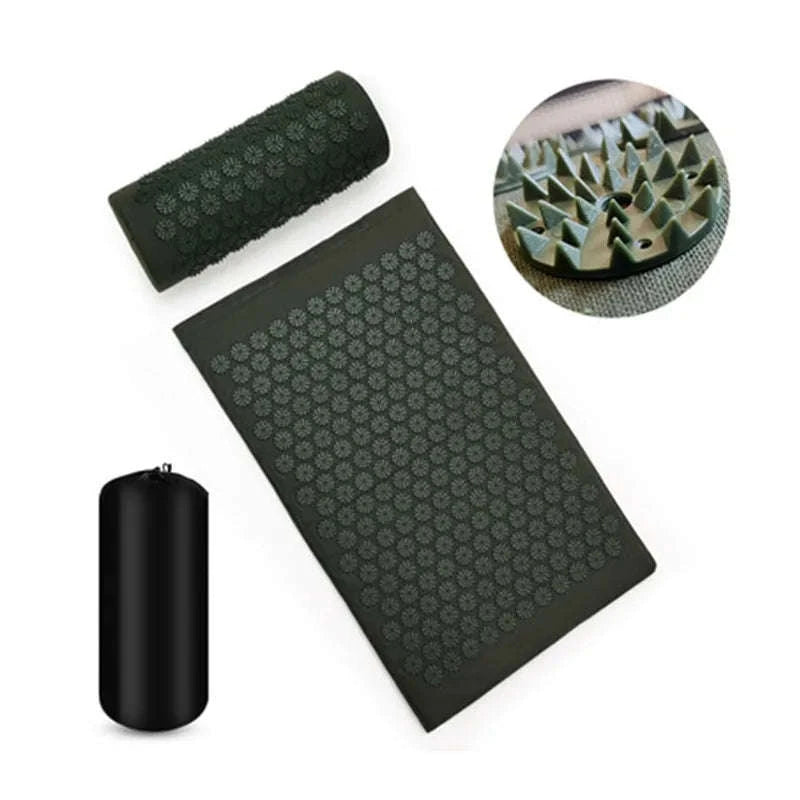 Massager Yoga Mat Cushion Acupressure Set-green set with bag