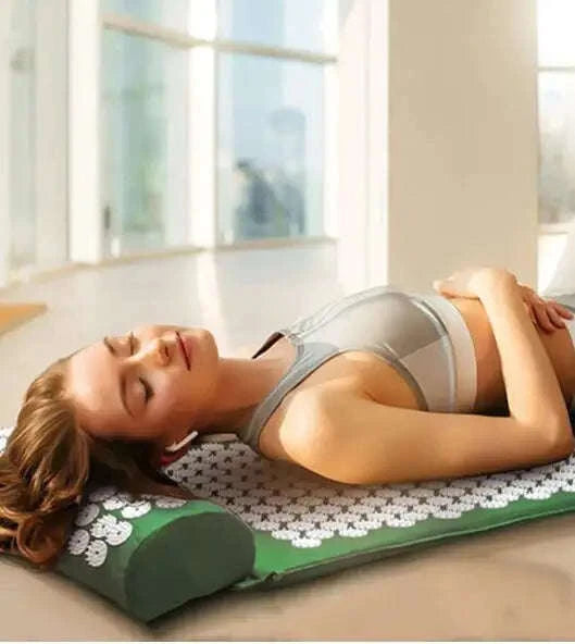 Massager Yoga Mat Cushion Acupressure Set-green set with bag