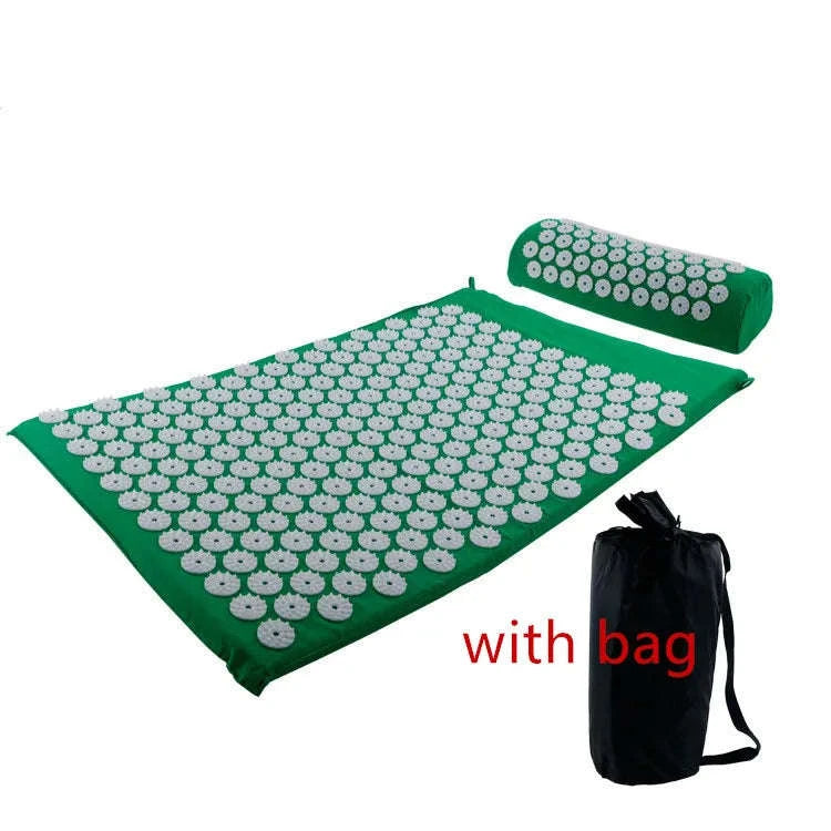 Massager Yoga Mat Cushion Acupressure Set-green set with bag
