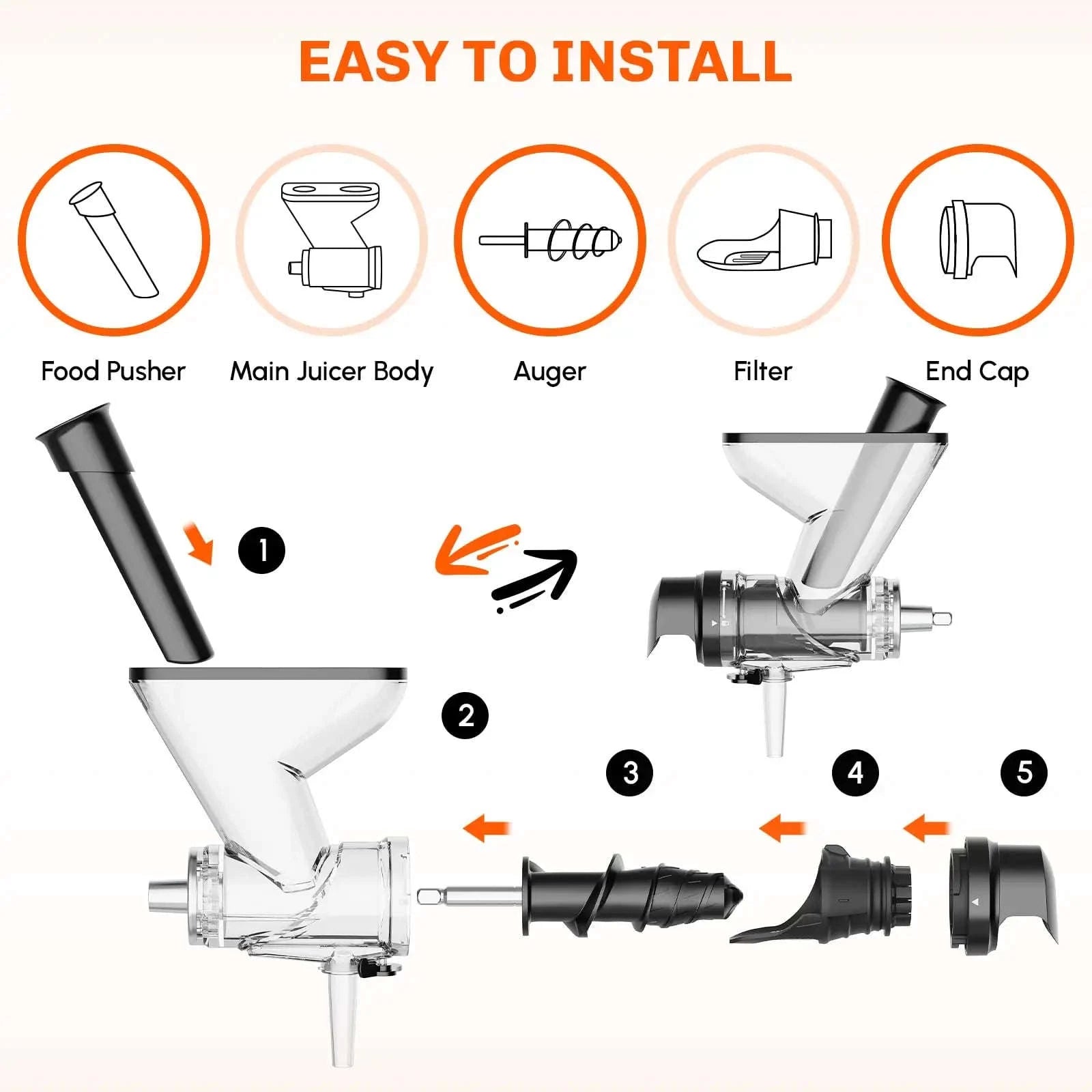 Masticating Juicer Attachment for KitchenAid Stand Mixer-Black / United States