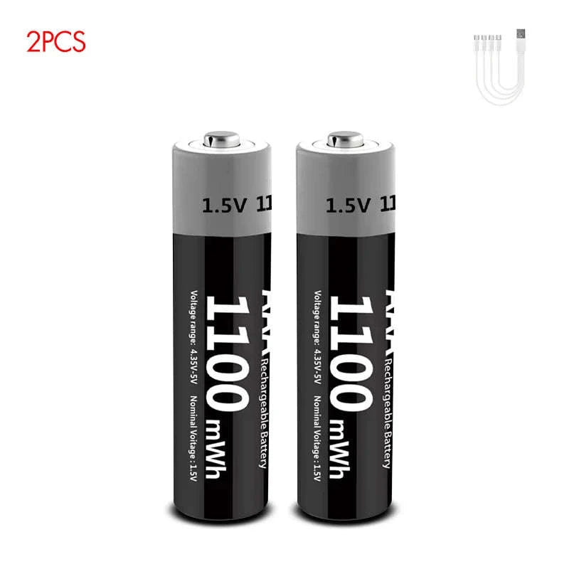 MATOV USB Rechargeable AA & AAA Li‑ion Batteries-USB AA 3400mWh 2PC / 1.5V
