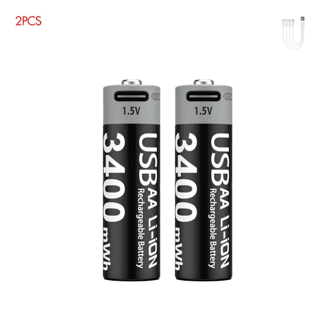 MATOV USB Rechargeable AA & AAA Li‑ion Batteries-USB AA 3400mWh 2PC / 1.5V