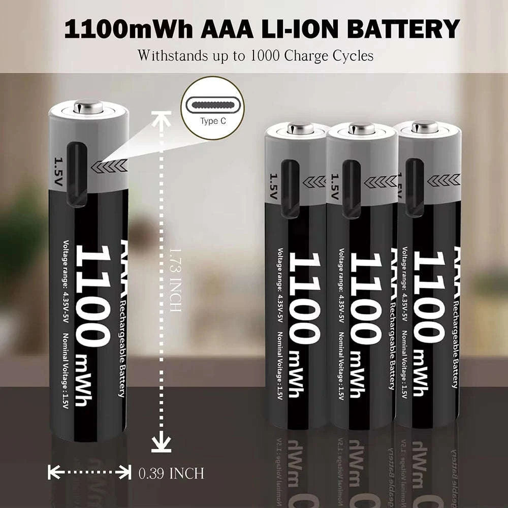 MATOV USB Rechargeable AA & AAA Li‑ion Batteries-USB AA 3400mWh 2PC / 1.5V