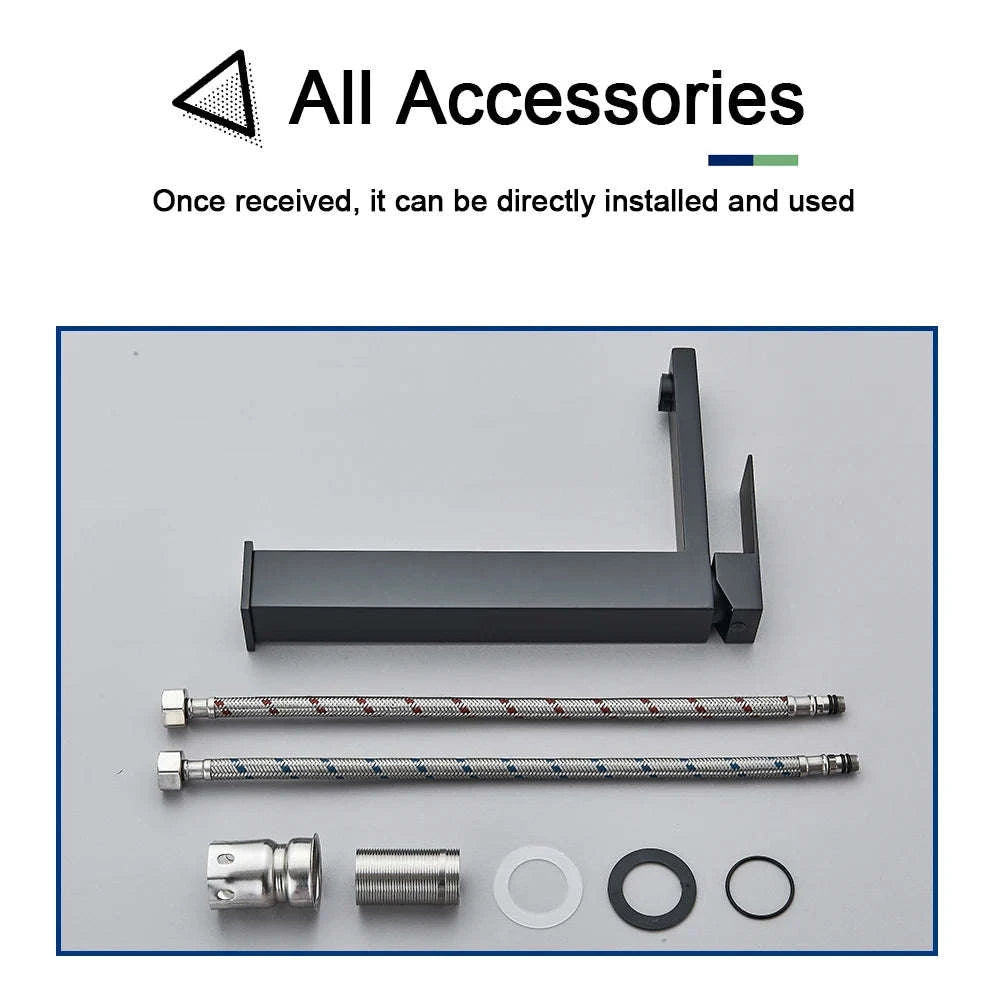 Matte Black Bathroom Basin Faucet with Gold Accents-Brush Nickel Short / brazil