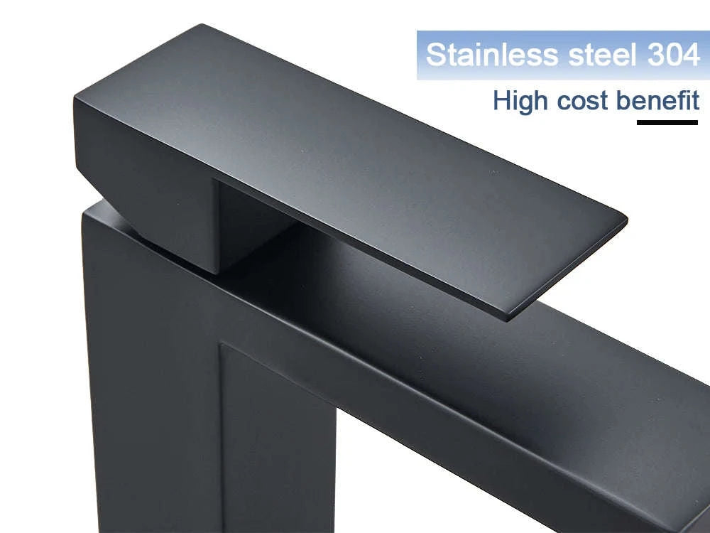 Matte Black Bathroom Basin Faucet with Gold Accents-Brush Nickel Short / brazil