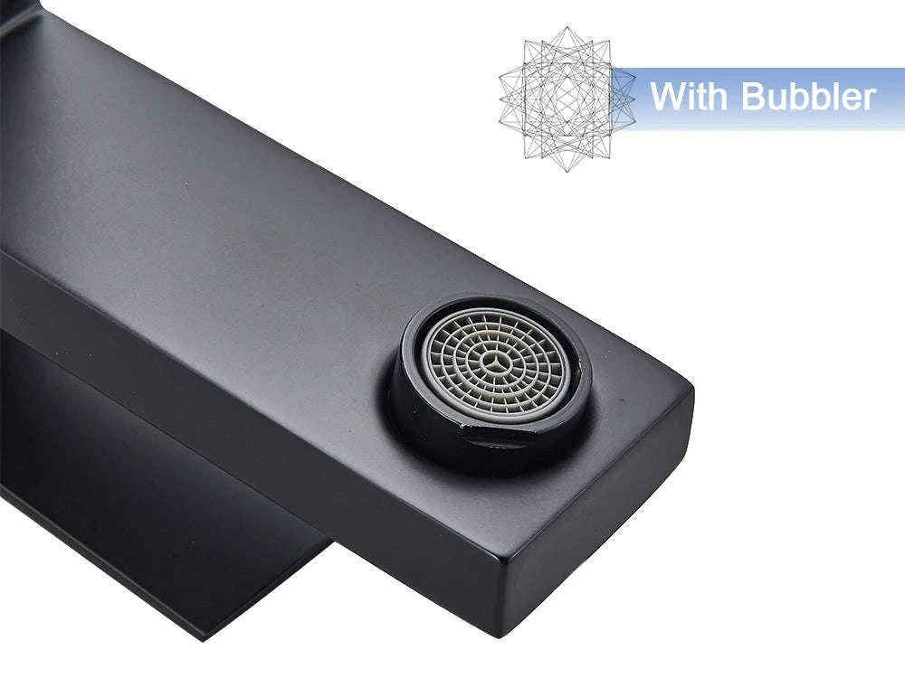 Matte Black Bathroom Basin Faucet with Gold Accents-Brush Nickel Short / brazil