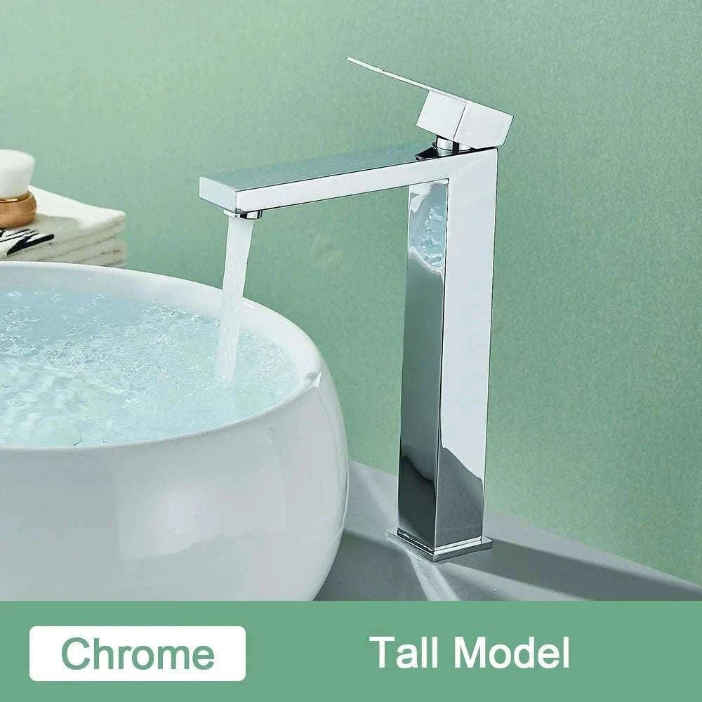 Matte Black Bathroom Faucet with Gold Accents-Brush Nickel Short / China Mainland